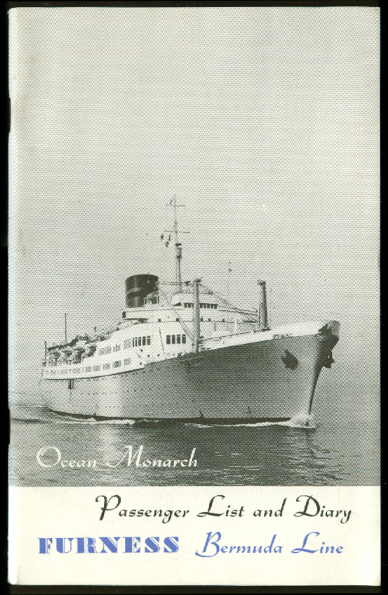 Furness Bermuda Line TSS Ocean Monarch Passenger List & Diary 4/21 1961