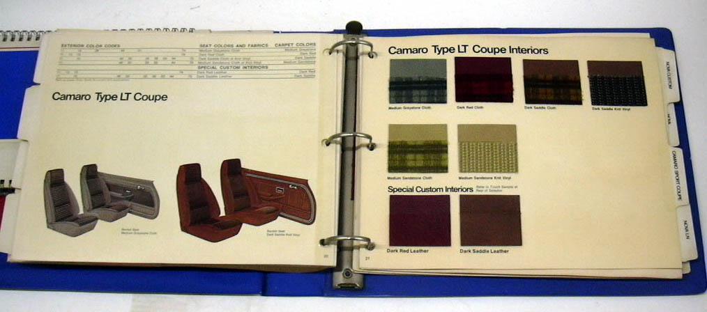 1974 Chevrolet Passenger Car Color & Fabric Selector Corvette Camaro ...