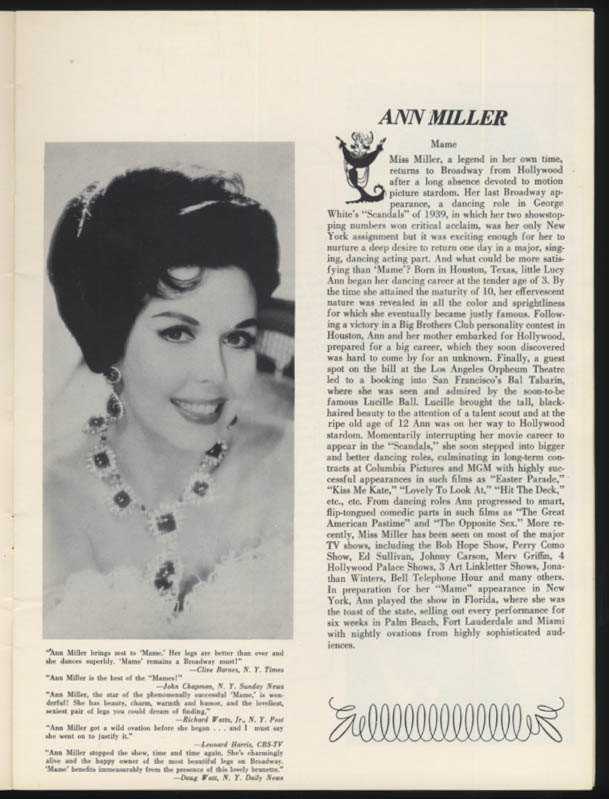 Mame musical theater program 2nd cast 1960s Ann Miller