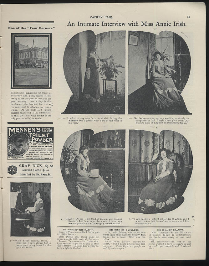 VANITY FAIR burlesque showgirls 11/22 1902 Annie Irish Anna Boyd Bonnie ...