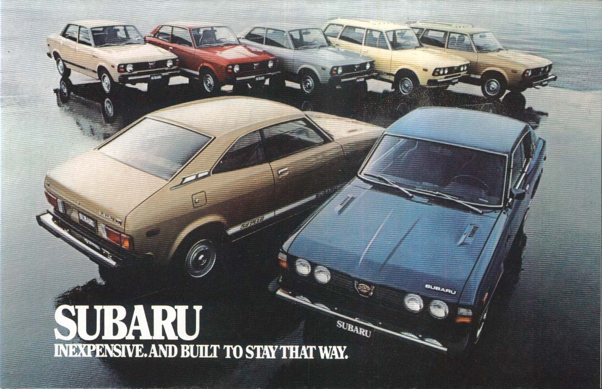 1971 Subaru sales brochure: GF DL Hardtop Coupe Wagon Sedan