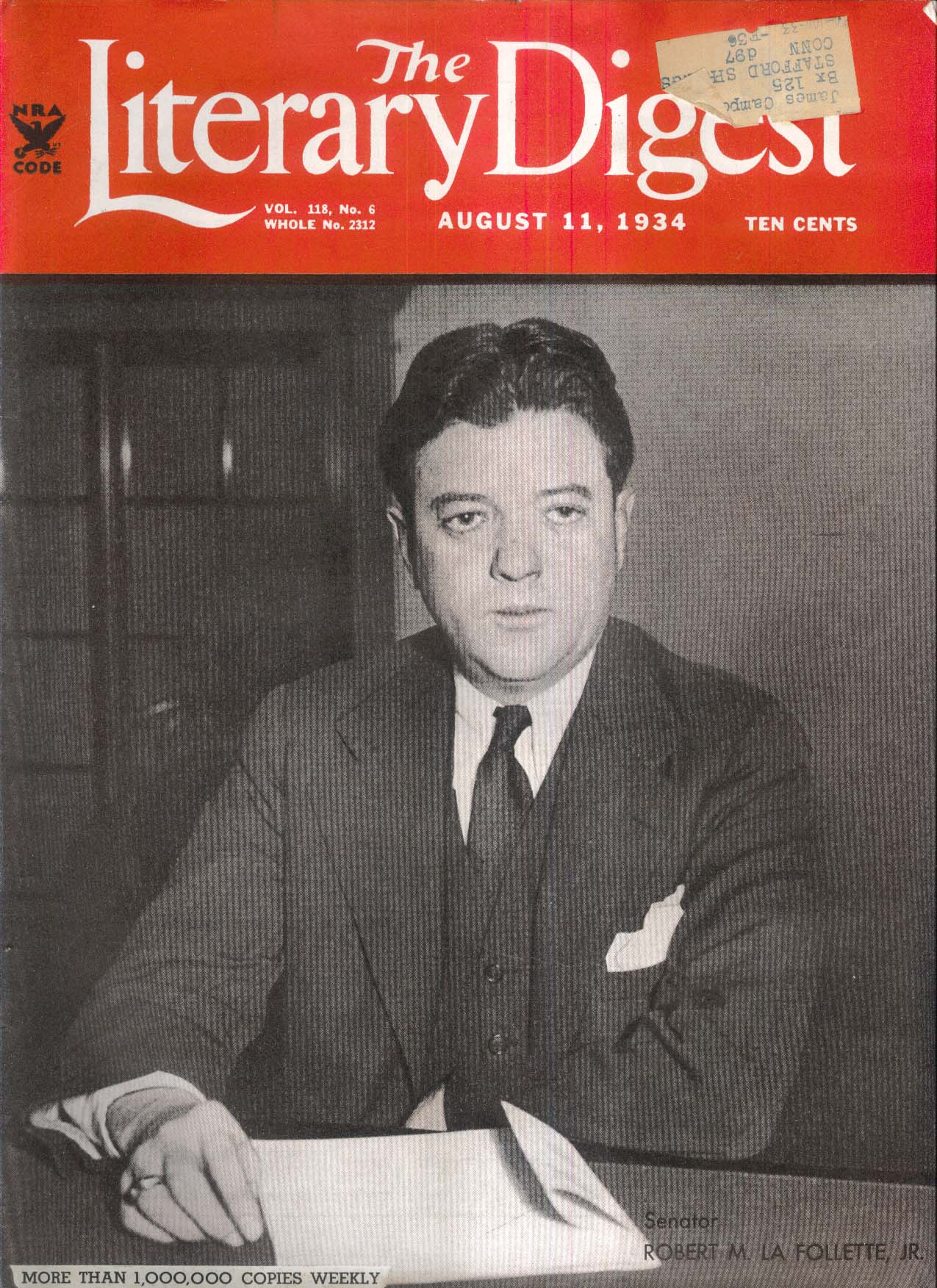 LITERARY DIGEST Sen La Follette Hitler Huey Long FDR Hindenburg Okada 8 ...