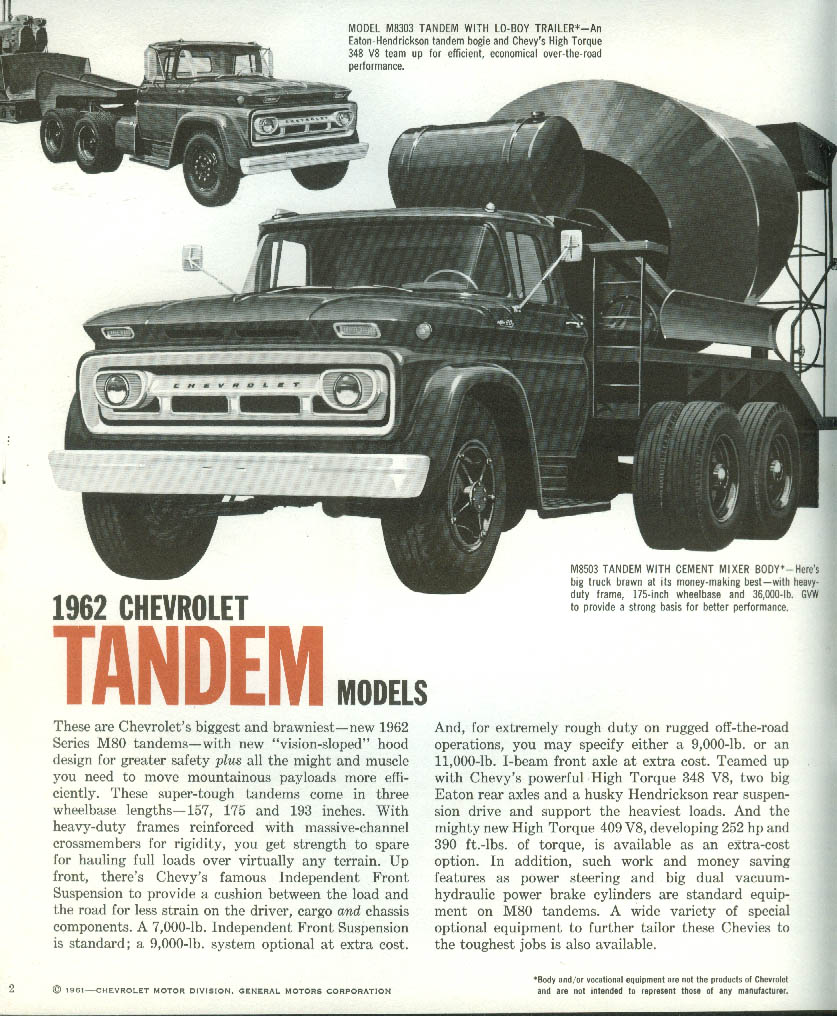 1962 Chevrolet Trucks Series M80 Tandem Models brochure