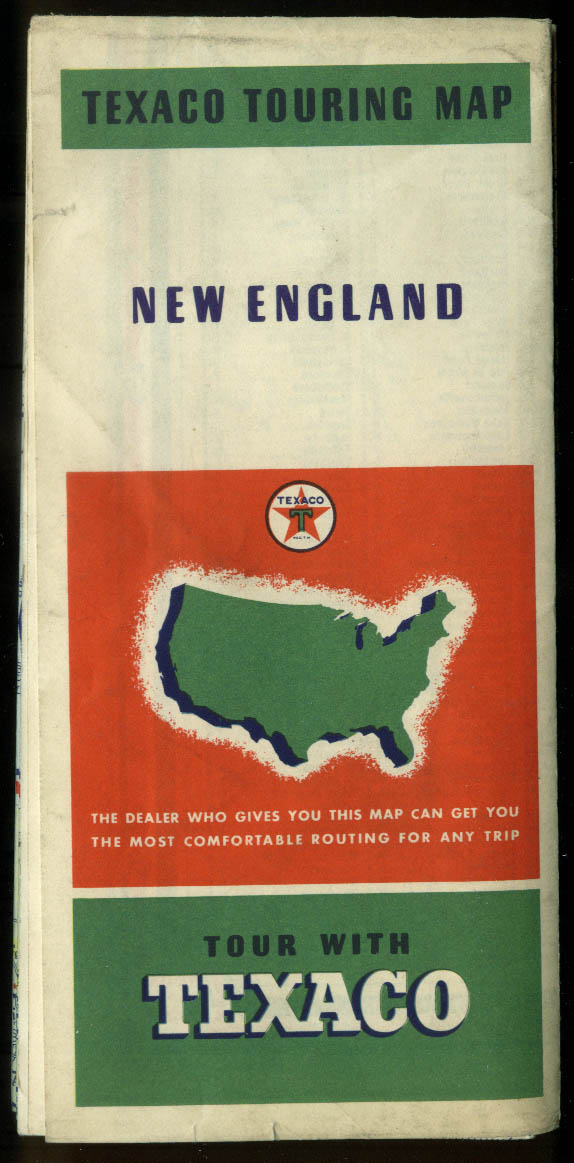 Texaco Gasoline Touring Map New England 1937 Road Map