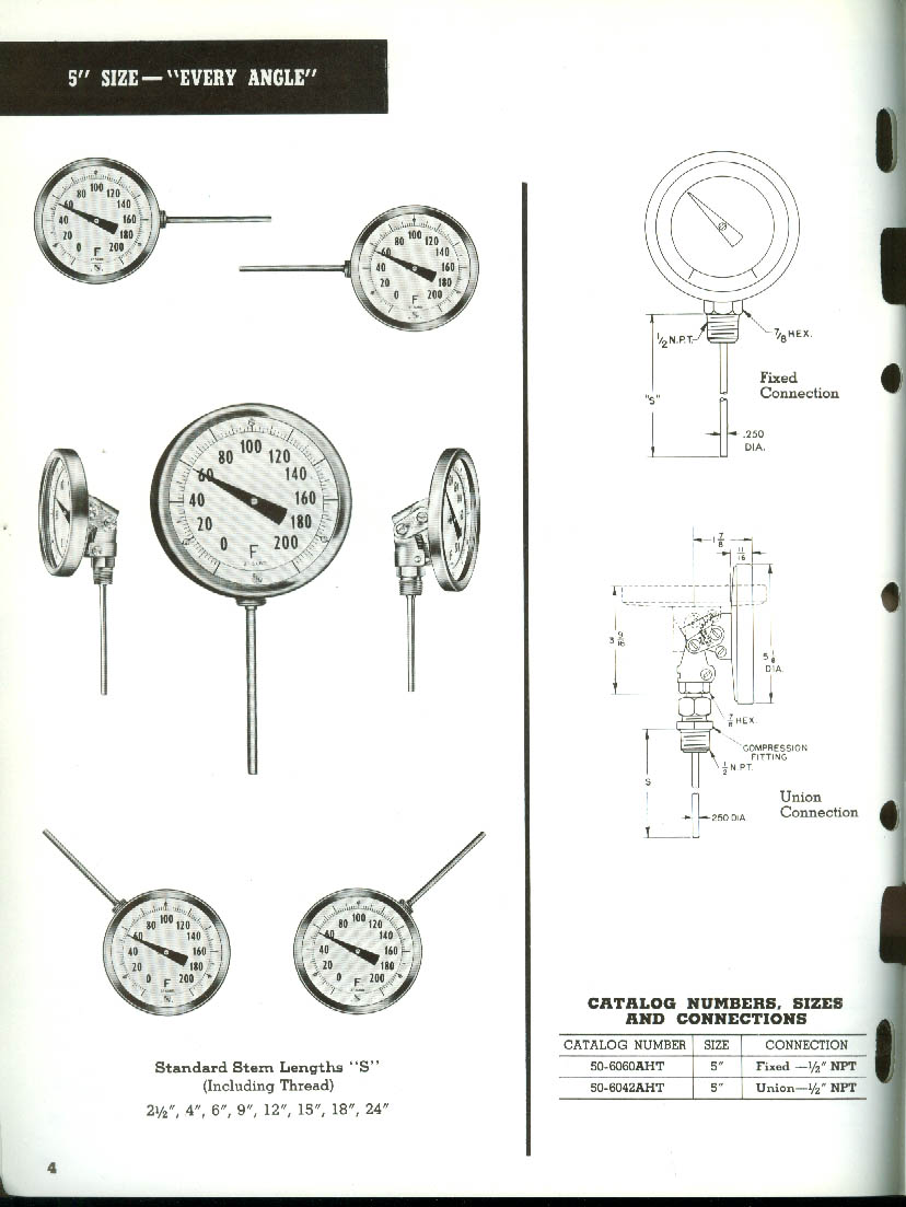 Ashcroft Bi-Metal Dial Thermometers catalog 1964 Manning Maxwell & Moore