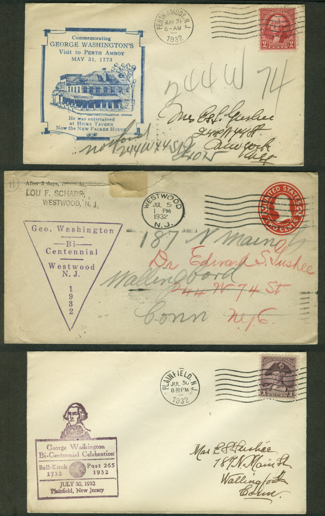 George Washington Bicentennial 1932 postal covers New Jersey Lot of ...