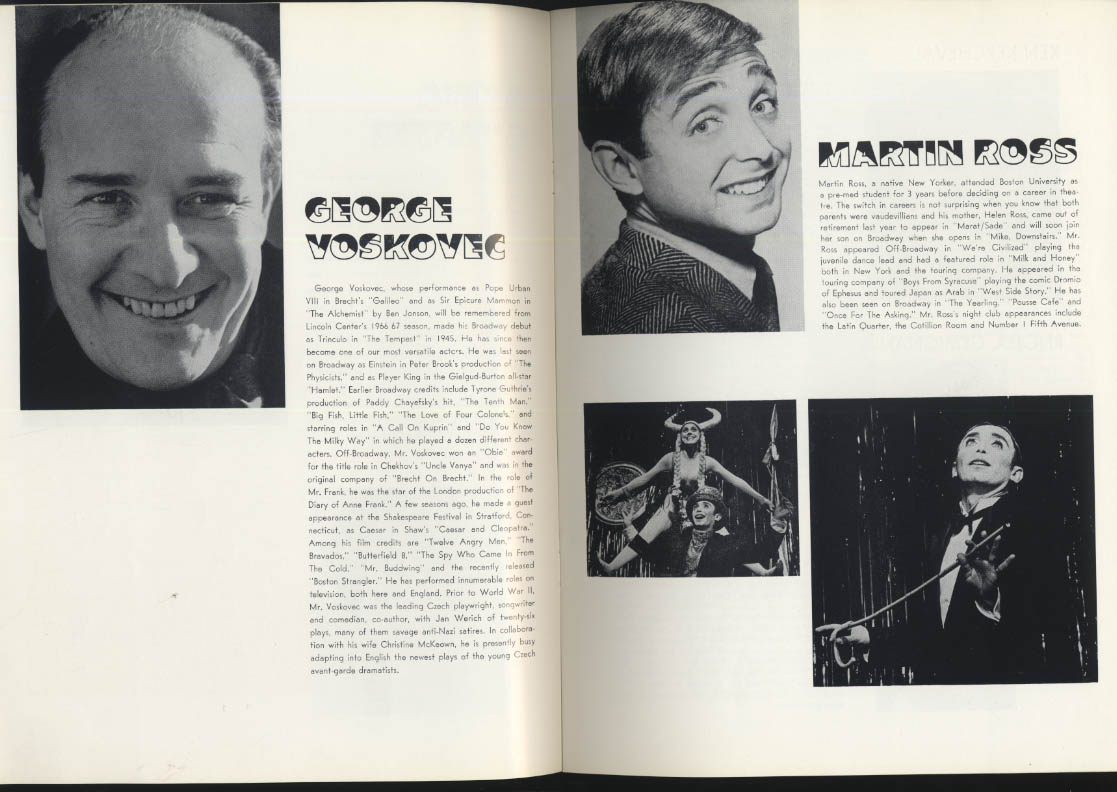 Anita Gillette George Voskevec Martin Ross Cabaret theatre program 1960s