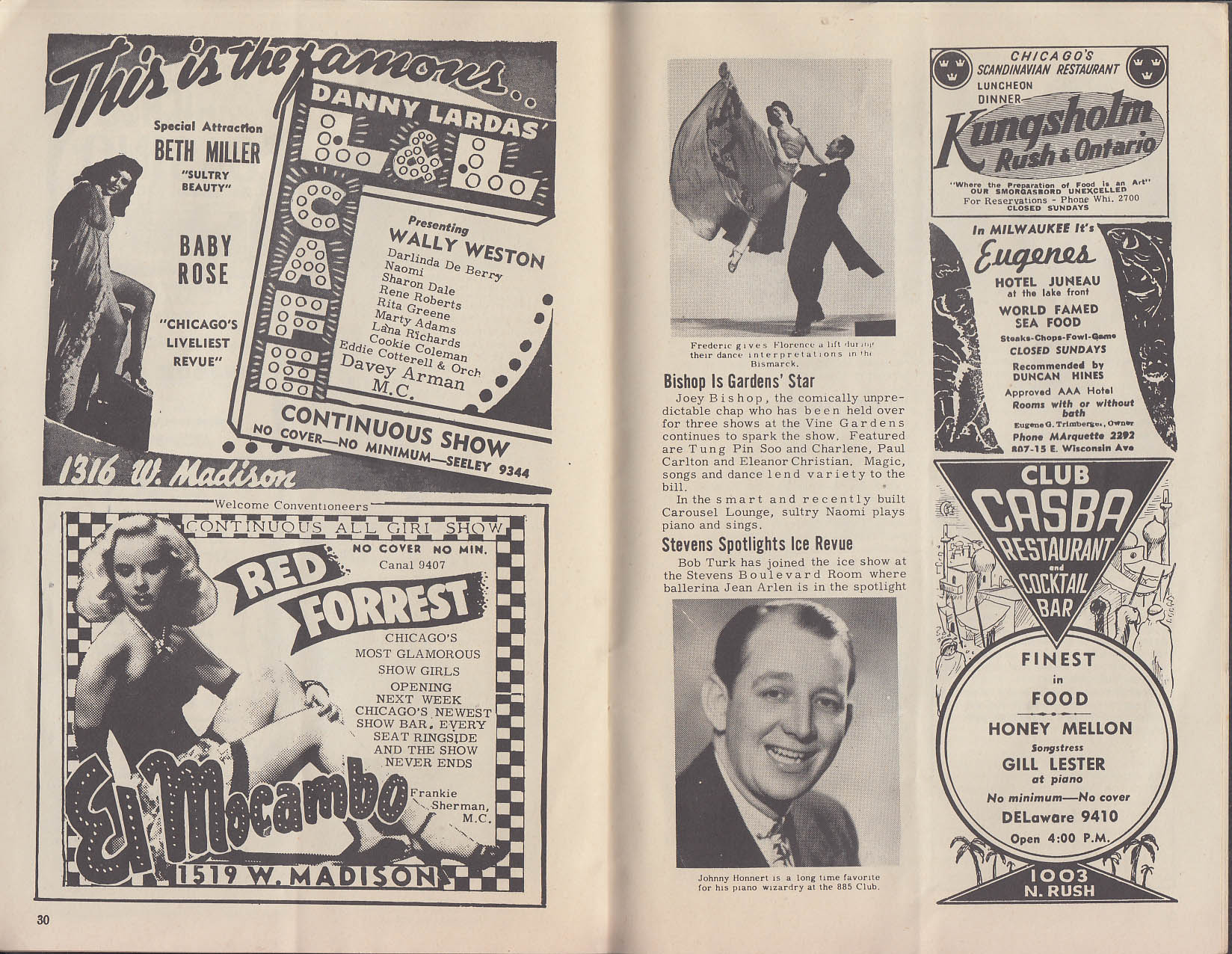 THIS WEEK IN CHICAGO 5/29 1948 Ray Caruso Judith Evelyn burlesque strippers