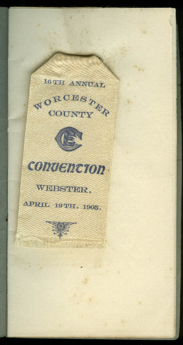 Christian Endeavor Union Worcester County Convention Program 1905 with ...