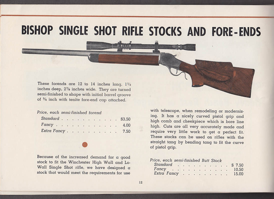 Gun Stocks by Bishop catalog ca 1950 shotgun rifle scopes