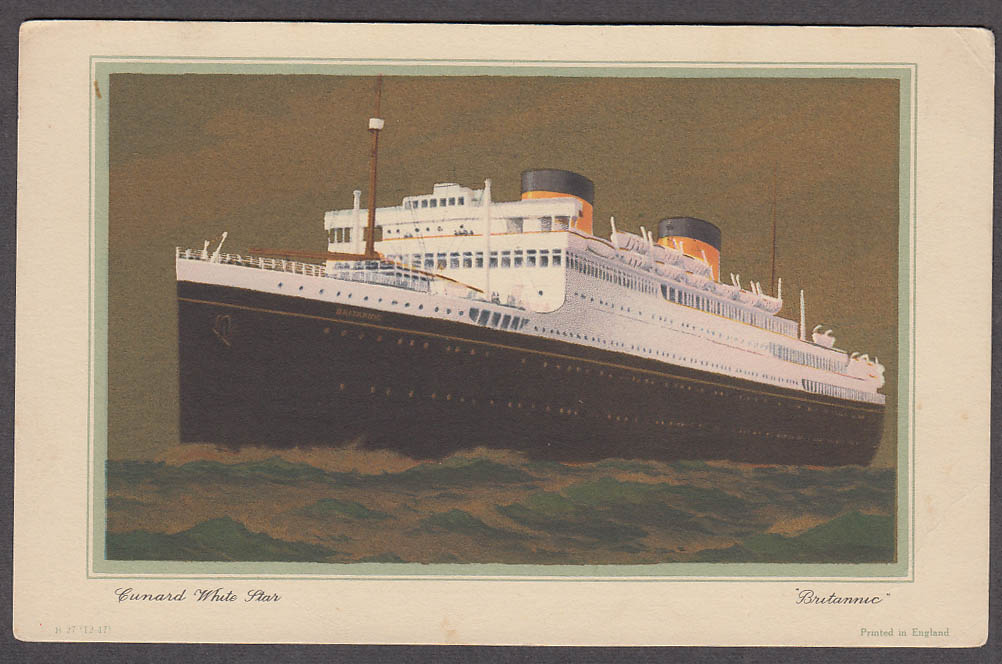 Cunard M V Britannic Abstract of Log card 9/21-9/29 1951 Liverpool-NYC