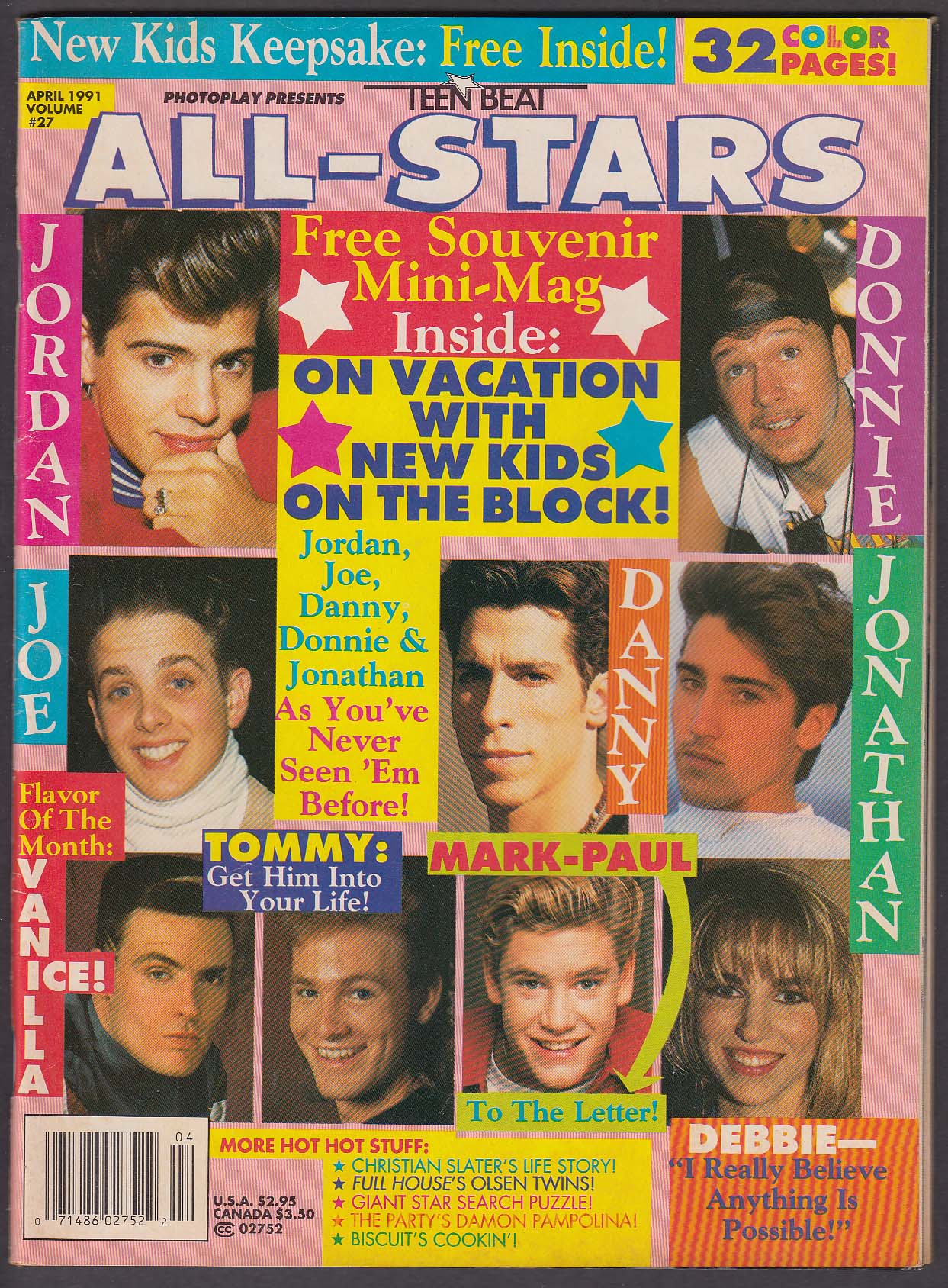 TEEN BEAT ALL-STARS Donnie Wahlberg Vanilla Ice Fred Savage Paula Abdul ...