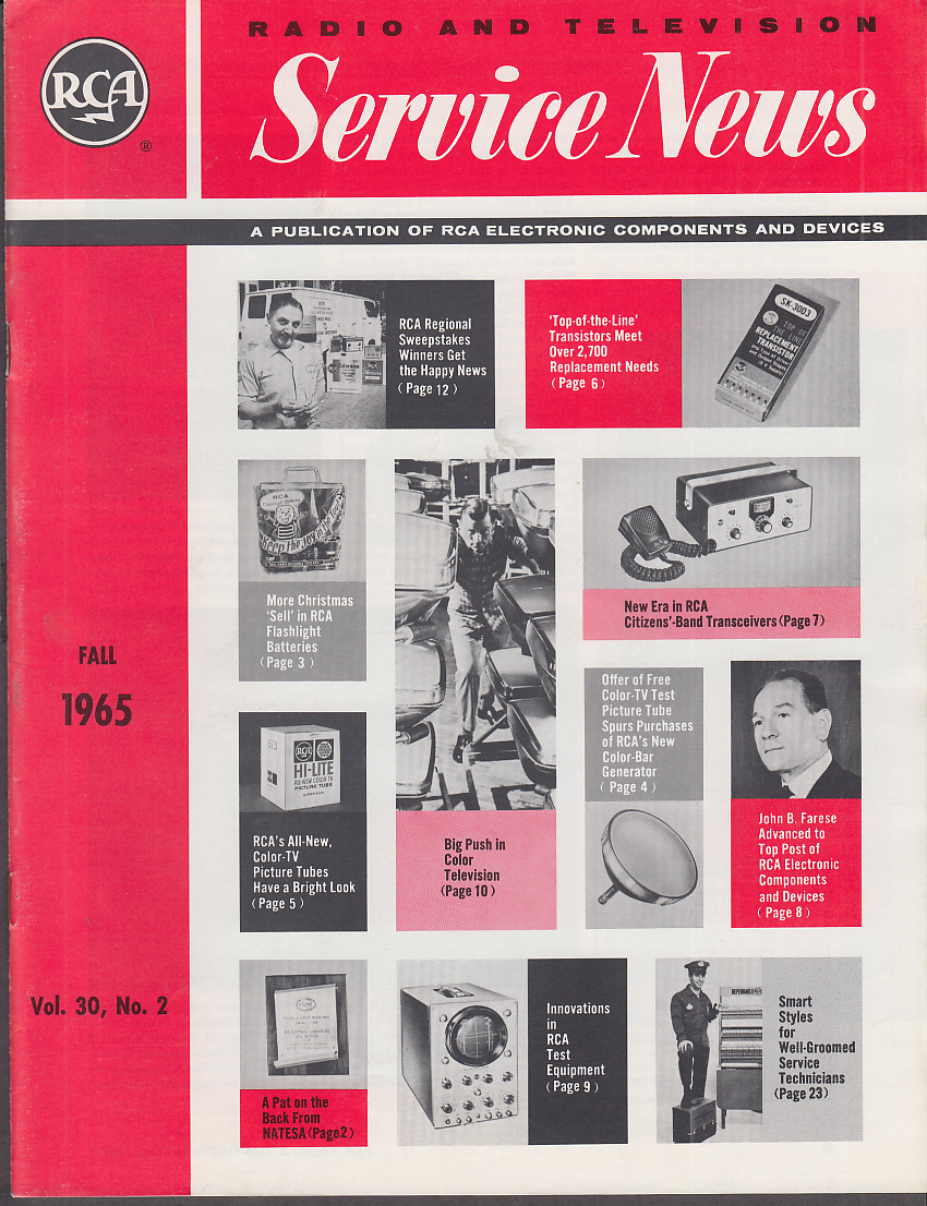 RCA Radio & Television Service News Fall 1965 CB, uniforms, color TV ...