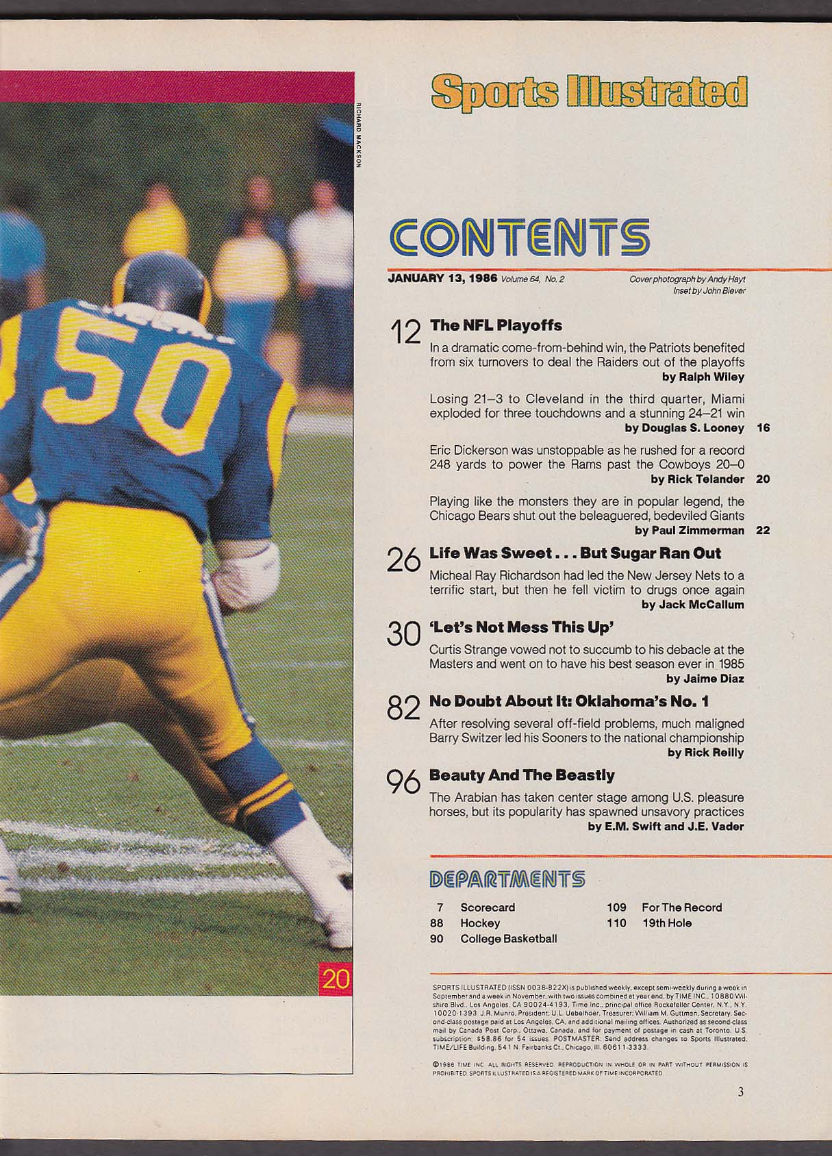 SPORTS ILLUSTRATED Craig James Powers Eric Dickerson Curtis Strange 1/ ...