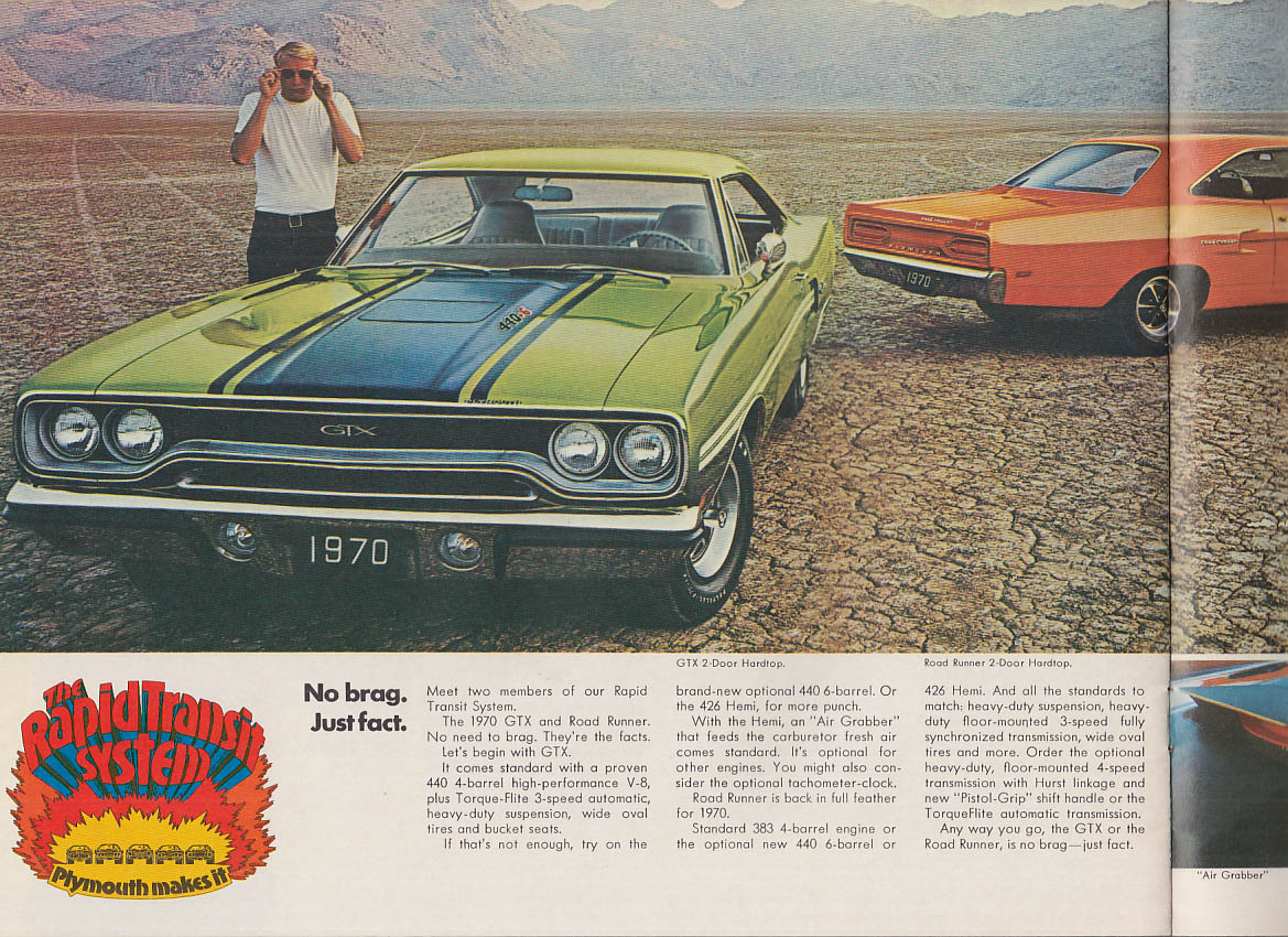 1970 Plymouth brochure Fury GT Belvedere Barracuda Valiant GTX Road Runner