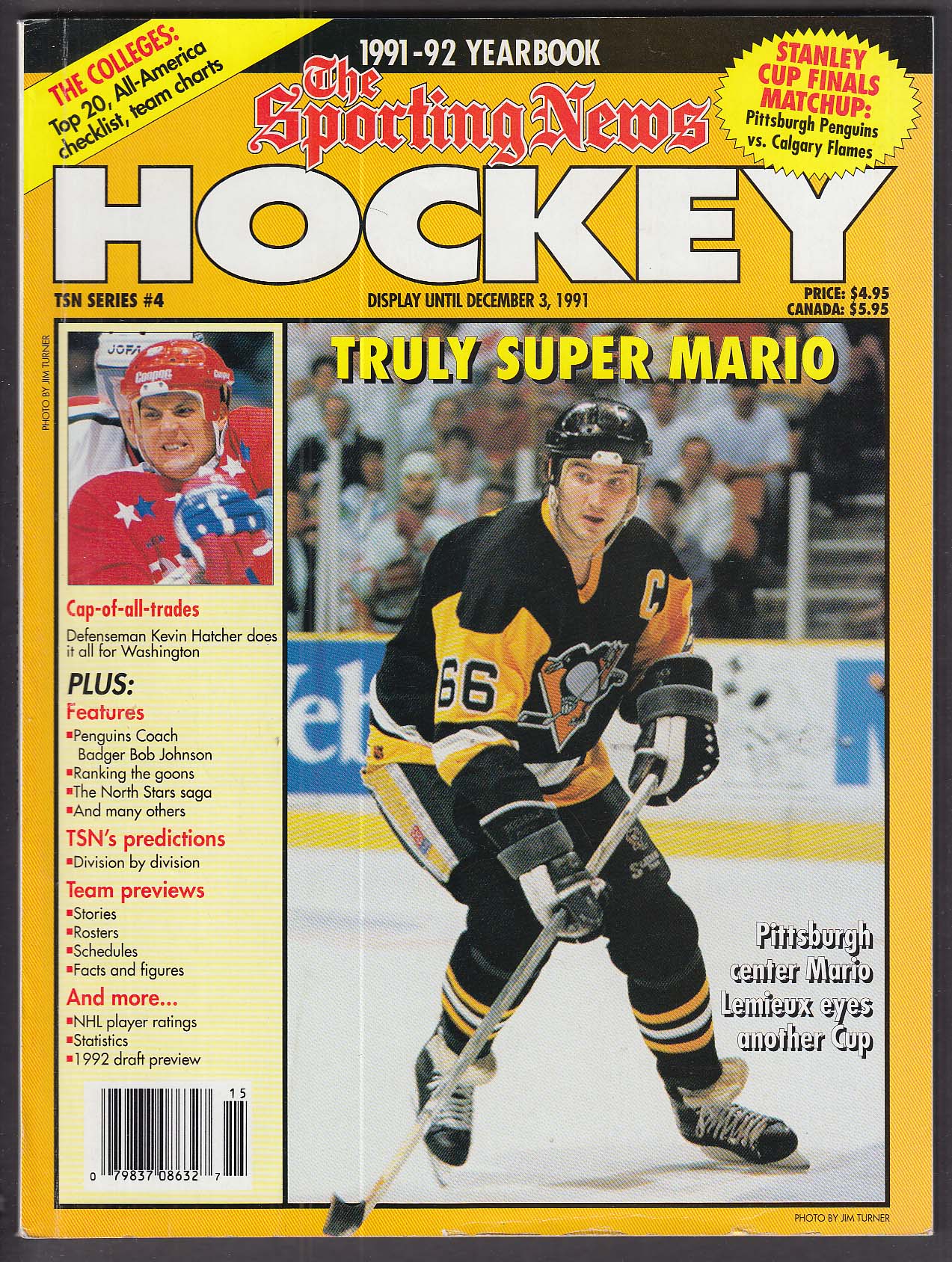 SPORTING NEWS 1991-1992 Hockey Yearbook Mario Lemieux Kevin Hatcher