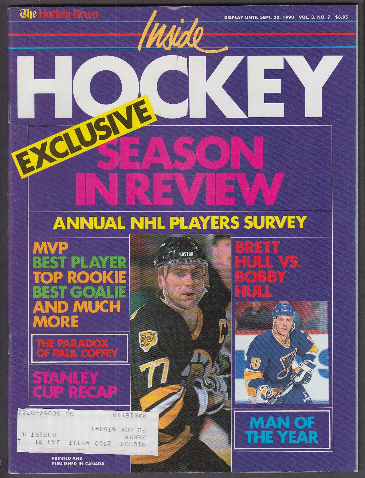 INSIDE HOCKEY Paul Coffey Brett Hull Bobby Hull Wayne Gretzky ++ 9 1990