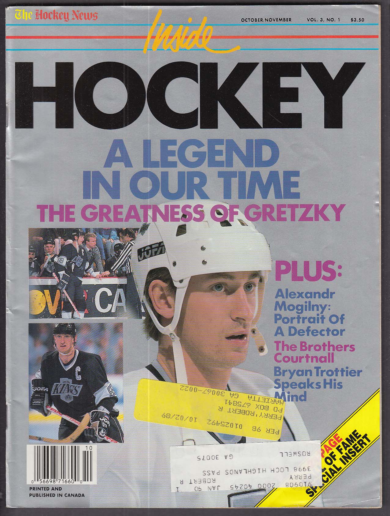 INSIDE HOCKEY Wayne Gretzky Mike Smith Geoff Russ Courtnall ++ 10-11 1989