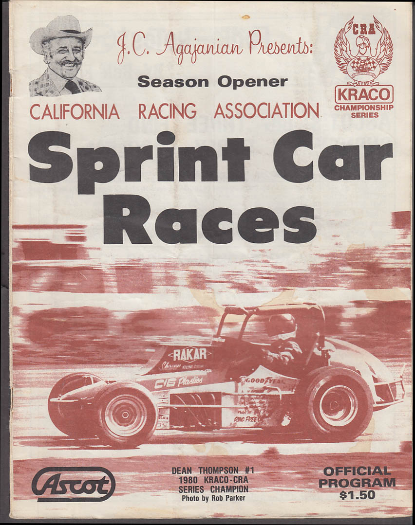 Ascot Park Sprint Car Races Program 3/13 1981 J C Agajanian