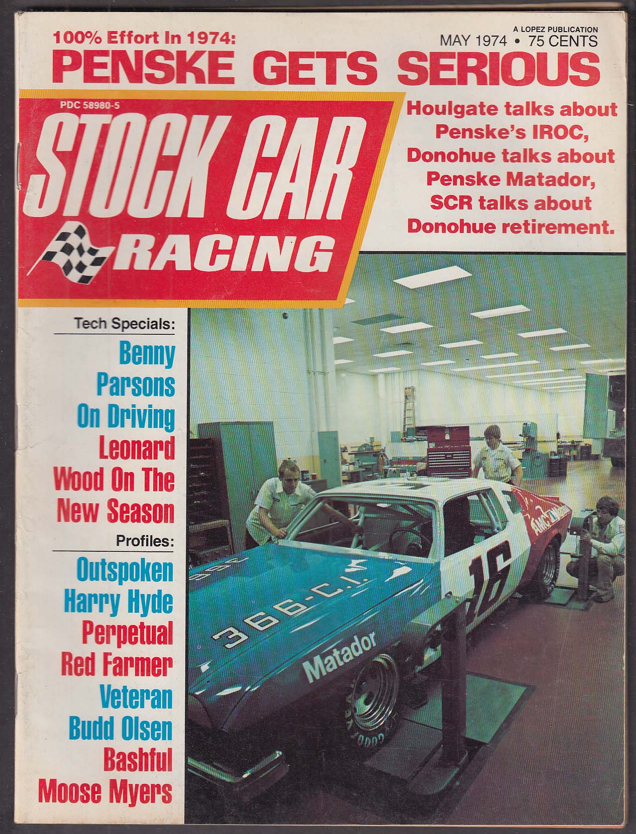 STOCK CAR RACING Benny Parsons Leonard Wood Harry Hyde Budd Olsen ++ 5 1974