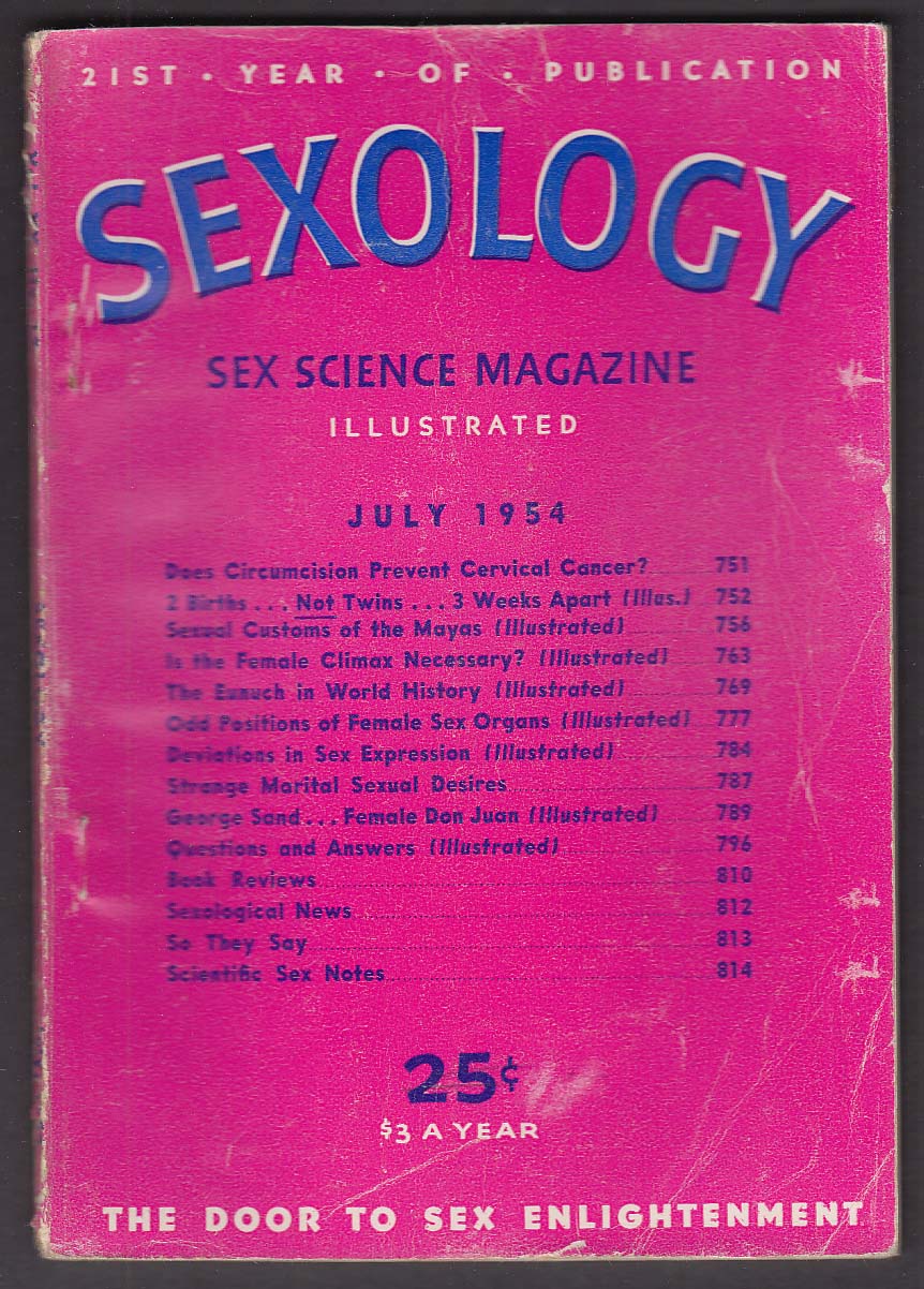 SEXOLOGY Circumcision & Cervical Cancer; Female Climax; Eunuch ++ 7 1954