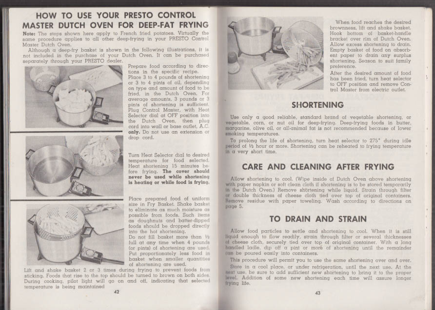 Presto Control Master Appliances Recipe Book 1958