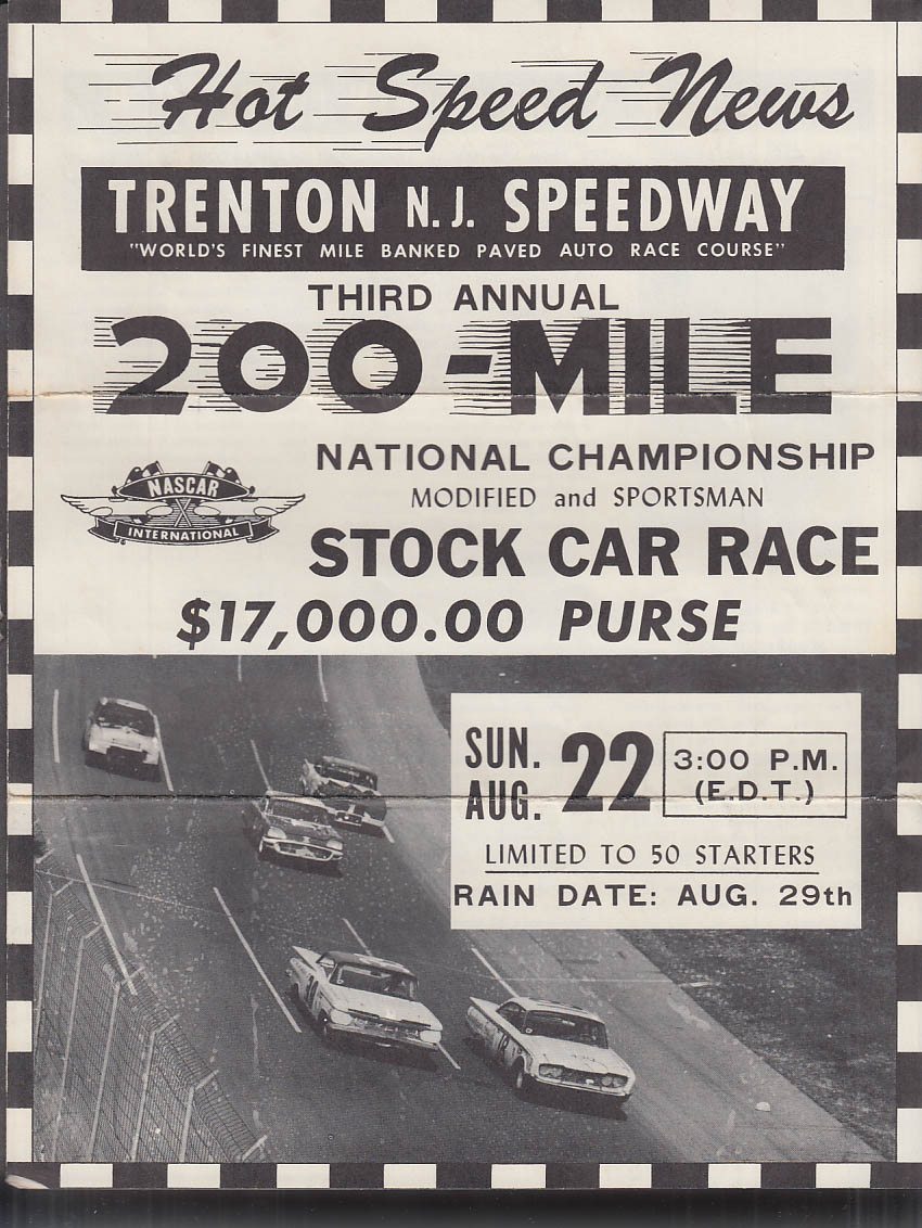 Trenton Speedway HOT SPEED NEWS National Modified 200 bulletin 1965