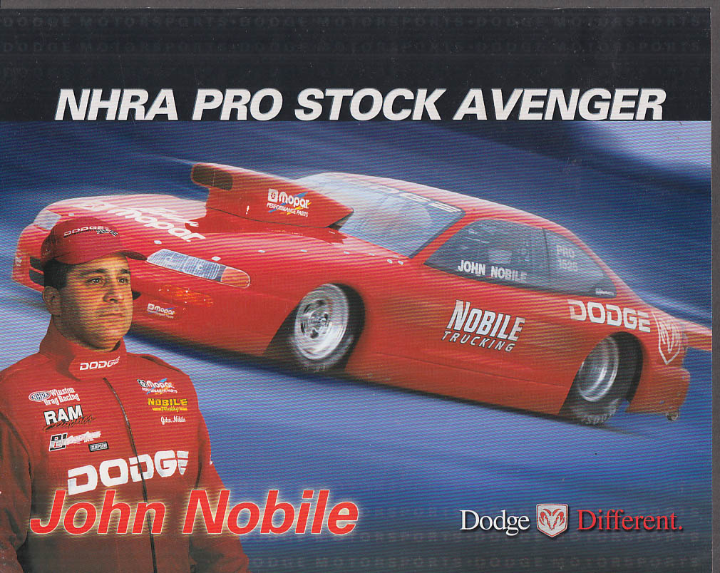 John Nobile NHRA Pro Stock Dodge Avenger promotional card 2000