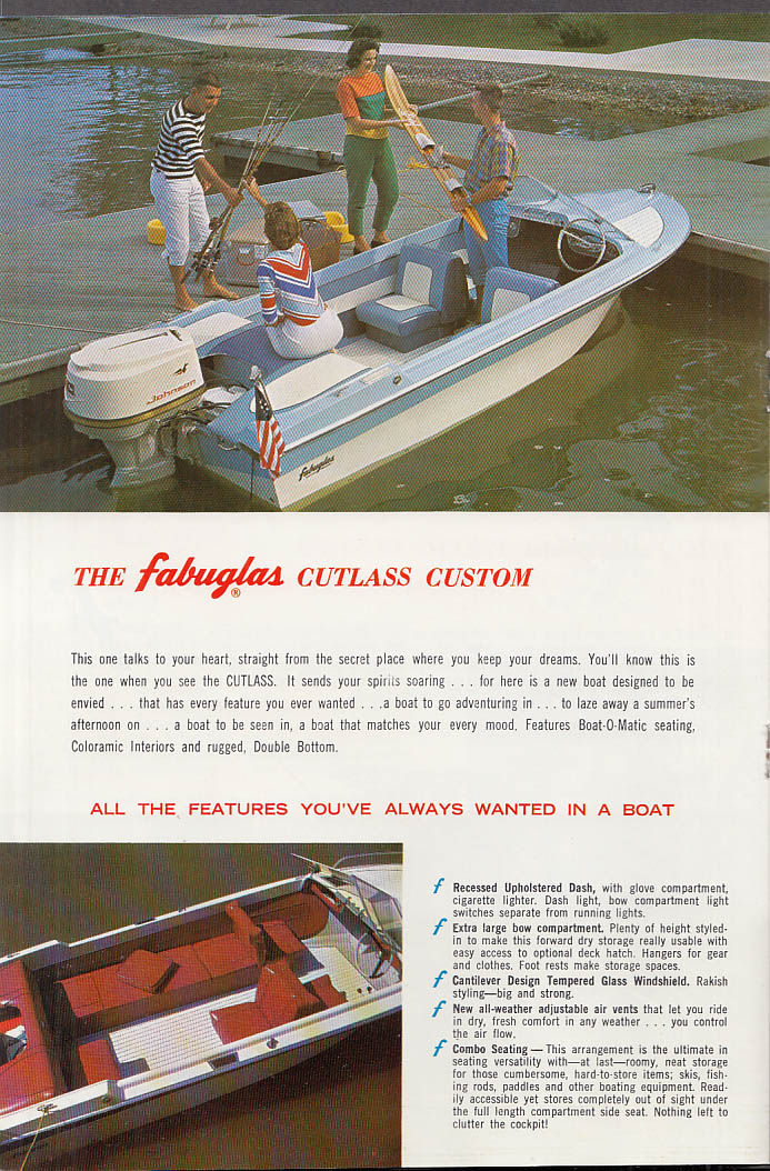 Fabuglas Outboard Boat Catalog 1963 Commodore Viking Cutlass Ranger Fury