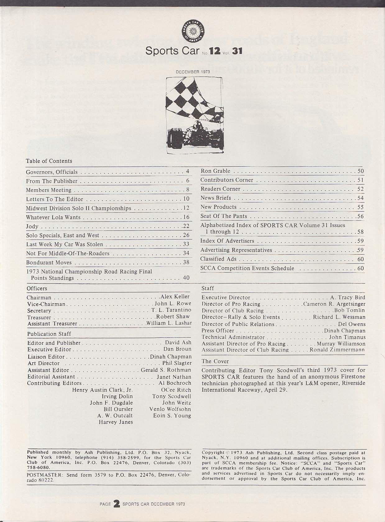 SCCA SPORTS CAR Carl Haas Jody Scheckter Bob Bondurant + 12 1973