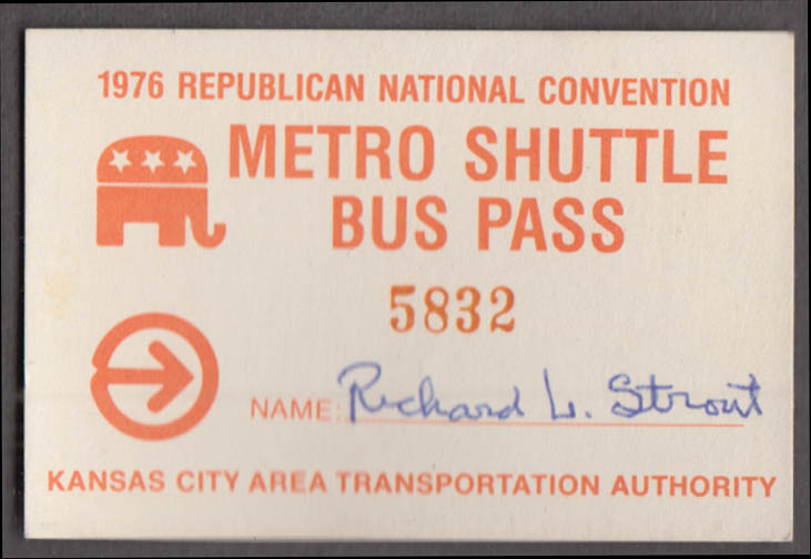 Journalist Richard Strout 1976 Republican National Convention shuttle ...