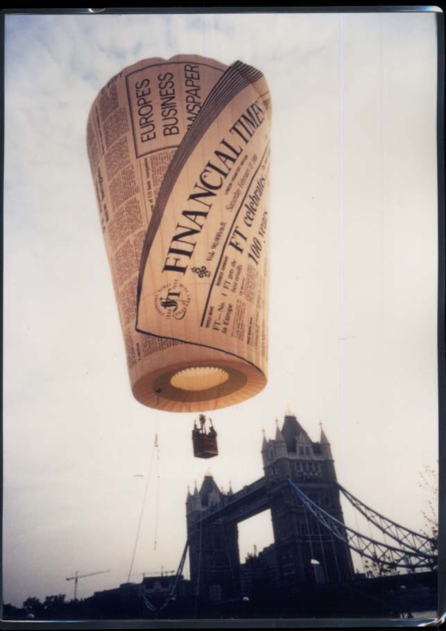 London Financial Times newspaper advertising hot air balloon 11x16