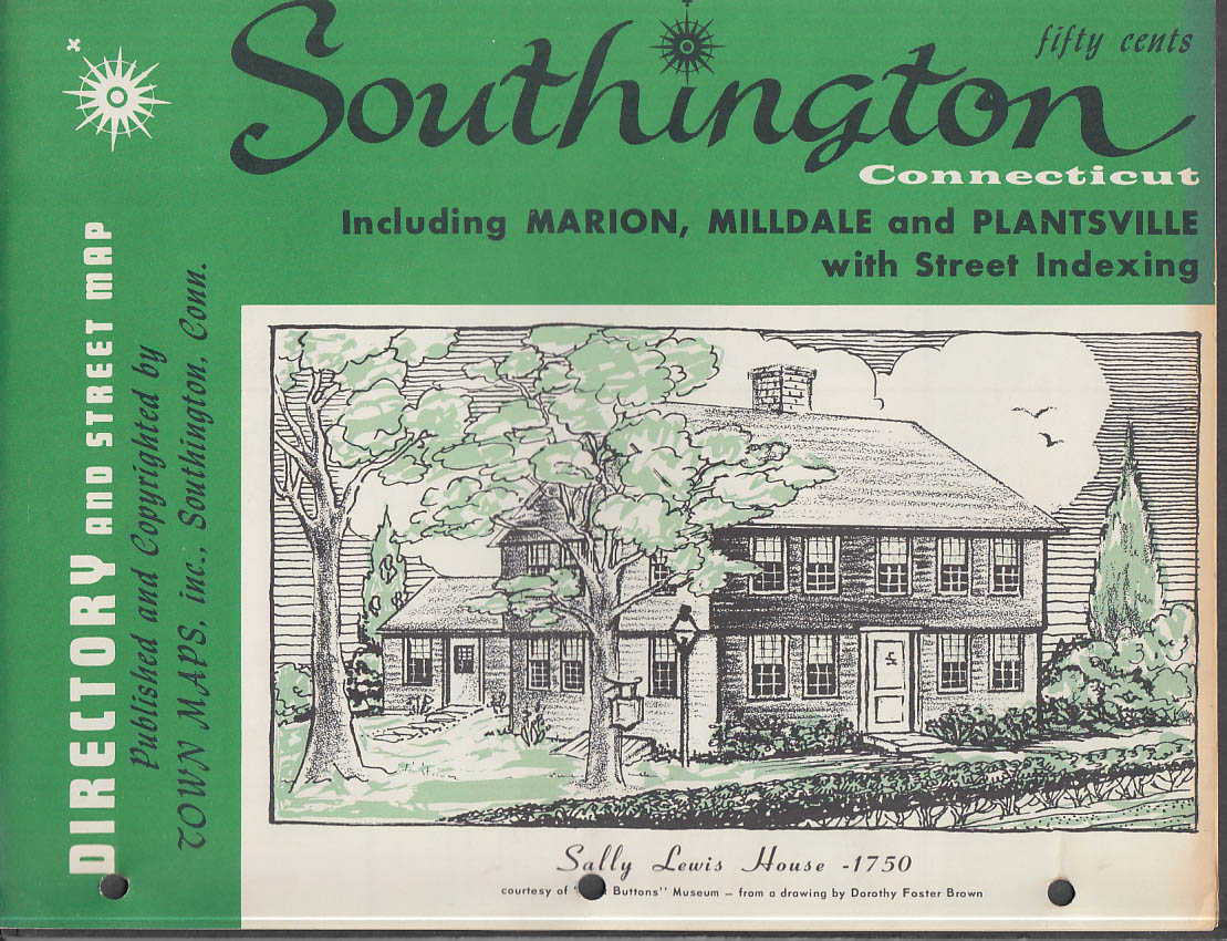 Southington CT Directory & Street Map folder broadside 1971