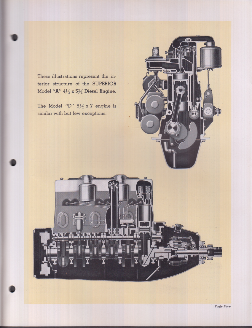 Superior Diesel Marine Engines Model A & D sales brochure #456 ca 1930s