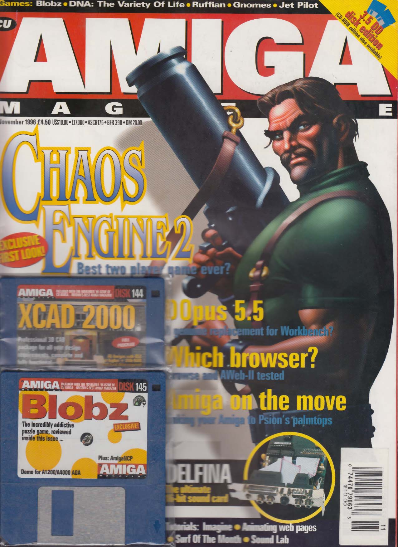 AMIGA Magazine XCAD 2000 Blobz Floppy Disks #144 #145 Chaos Engine 2 ...