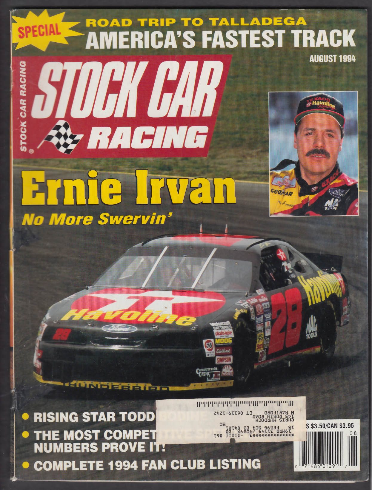 STOCK CAR RACING Ernie Irvan Todd Bodine Bill Simpson + 8 1994