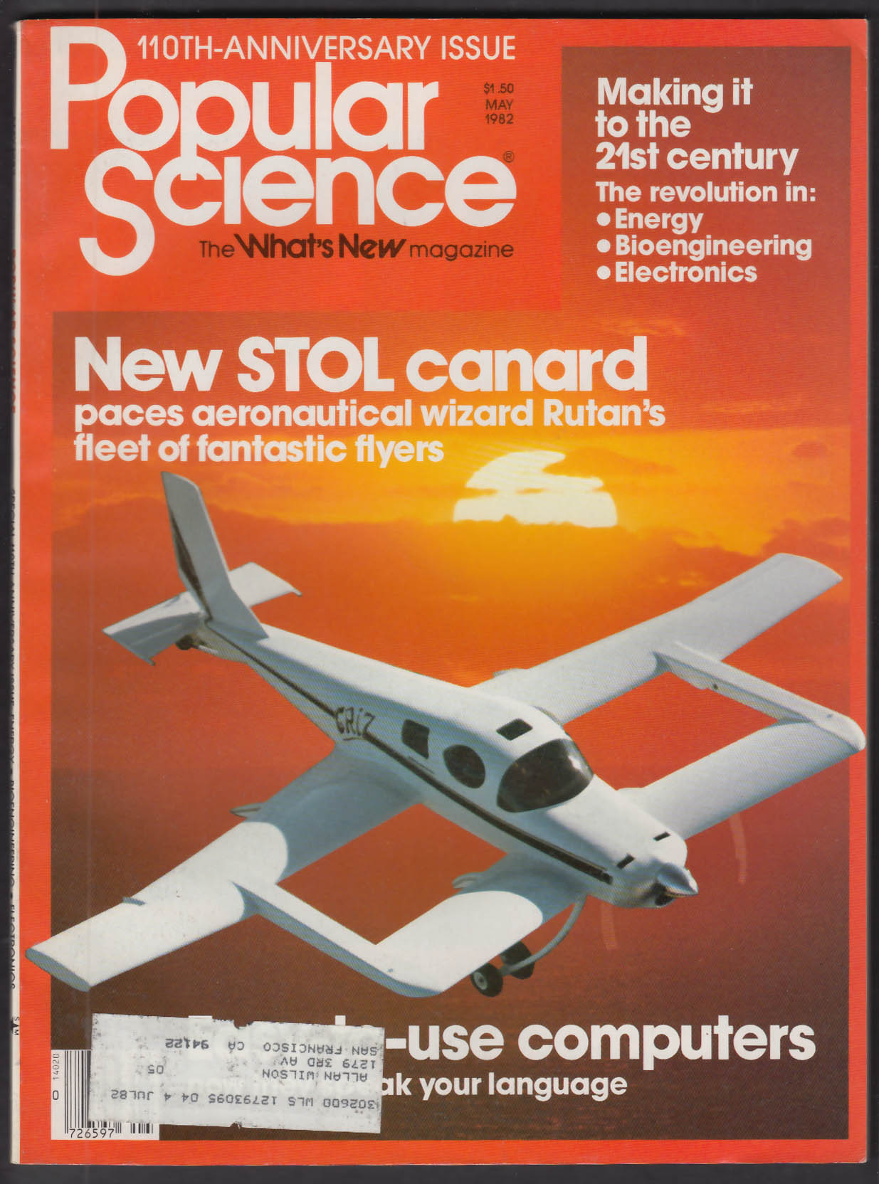 POPULAR SCIENCE Burt Rutan Kodak Disc Camera Marine Harrier 5 1982