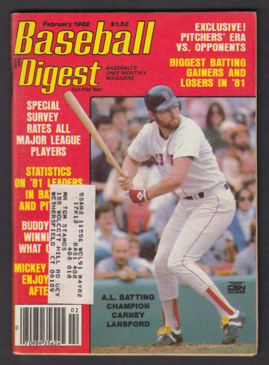 BASEBALL DIGEST Carney Lansford Ron Guidry Jeff Reardon Augie Galan + 2 ...