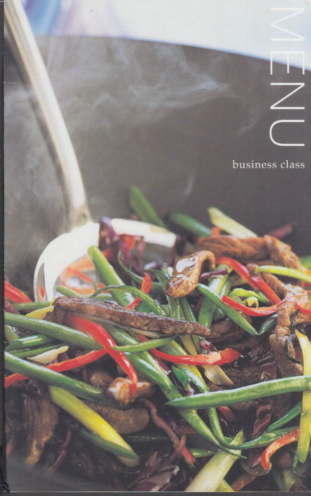 Cathay Pacific Airlines Business Class Menu 2010 Colombo-Singapore