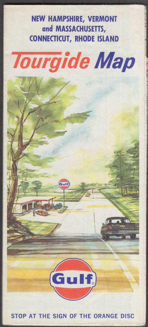 Gulf Gasoline Tourgide Road Map New England States 1966