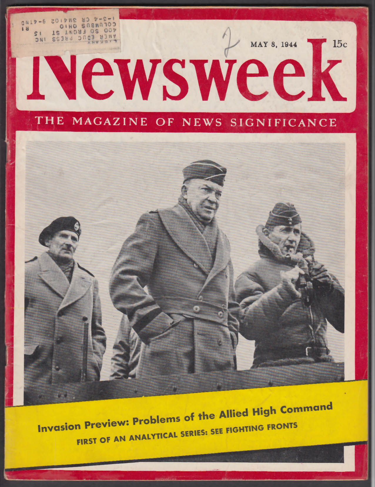 NEWSWEEK Eisenhower Montgomery Tedder MacArthur Nimitz Hitler 5/8 1944