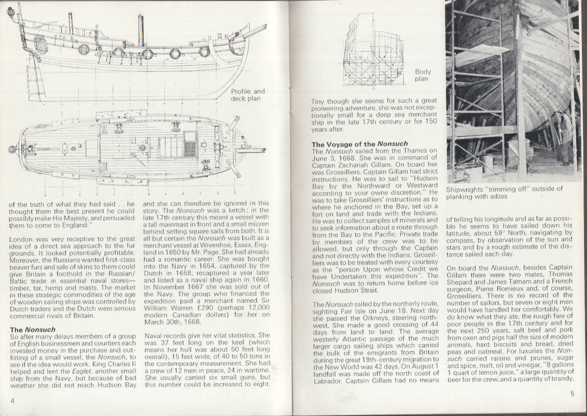 Nonsuch Hudson's Bay Company Ship Replica monograph 1969