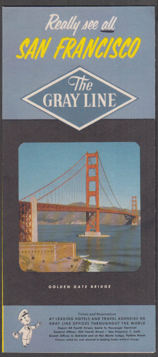 The Gray Line Bus Tours of San Francisco folder 1954 Pontiac Cadillac