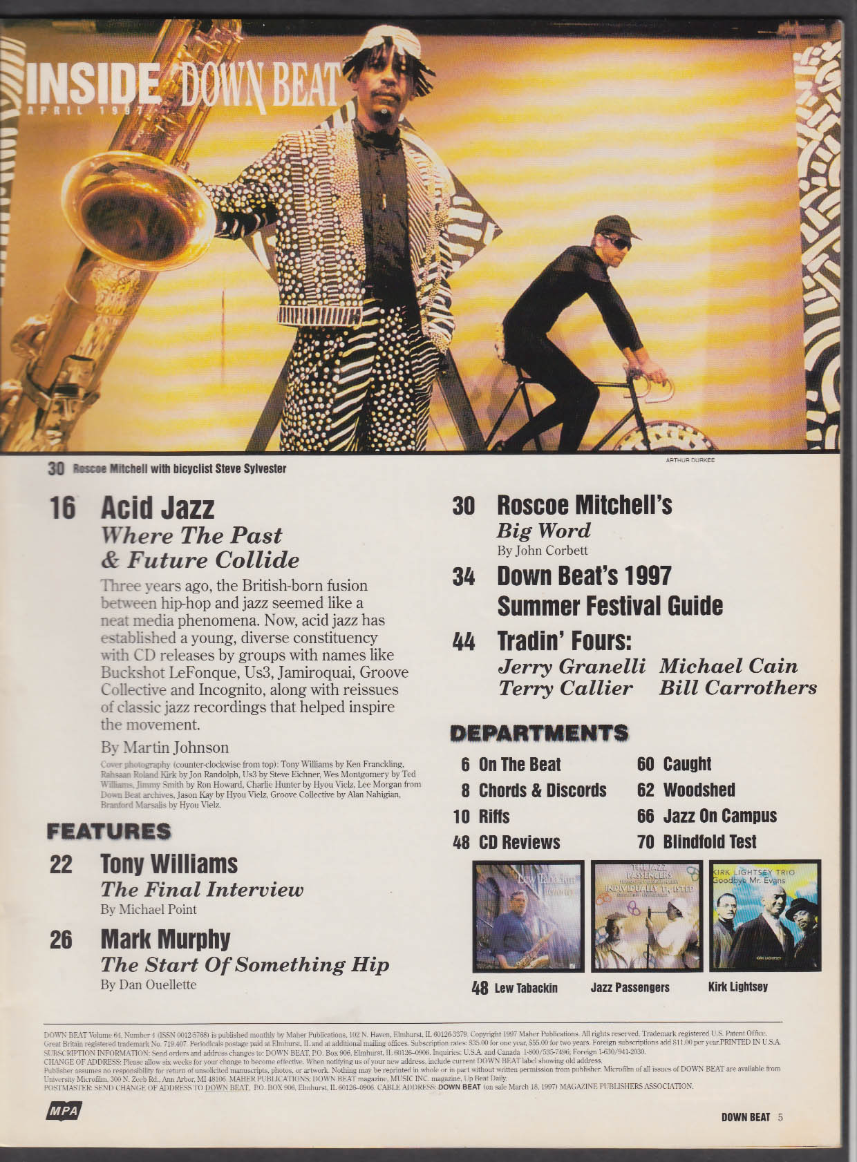 DOWN BEAT Tony Williams Roscoe Mitchell Mark Murphy + 4 1997