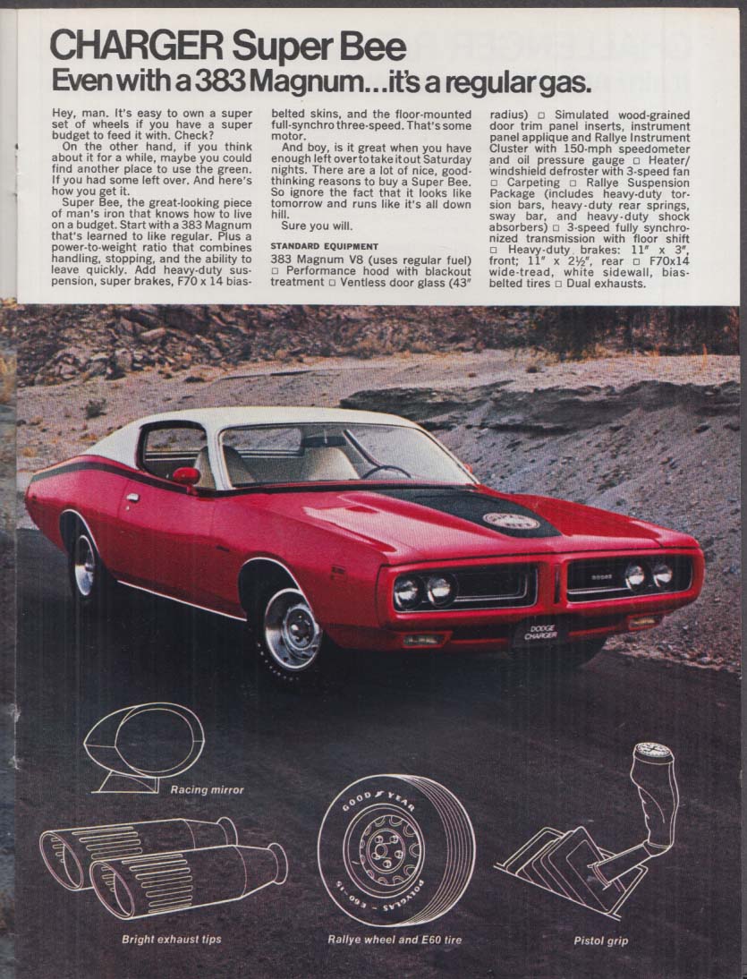 1971 Dodge Scat Pack ad insert Super Bee Demon 340 Challenger Charger