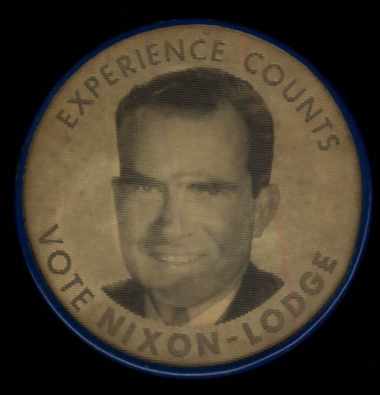 Experience Counts Vote Nixon-Lodge Vari-Vue pinback button 1960