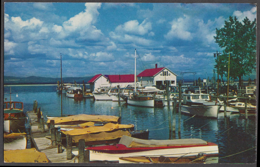 Streamline Ferry Terminal & Yacht Basin Burlington VT postcard 1950s