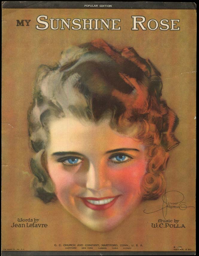 My Sunshine Rose sheet music 1920 Rolf Armstrong pretty girl