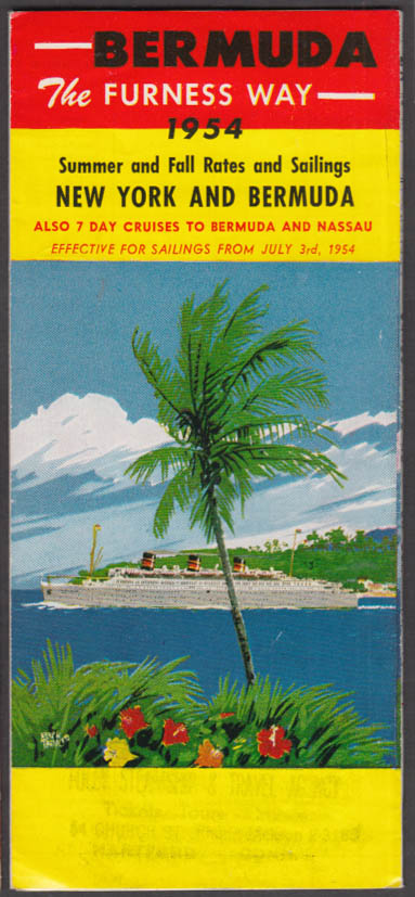 Furness Bermuda Line 1954 Summer-Fall Rates & Schedule folder