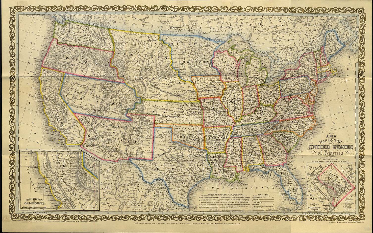 Young's 1856 Map of United States Rand McNally 100th Anniversary ...